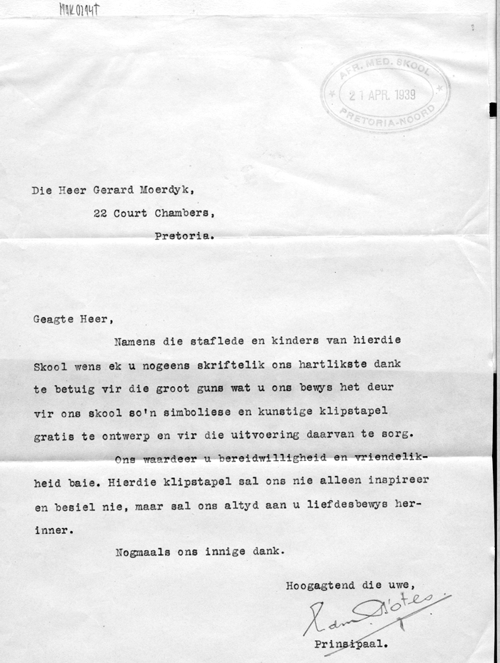 Brief Aan Gerard Moerdijk